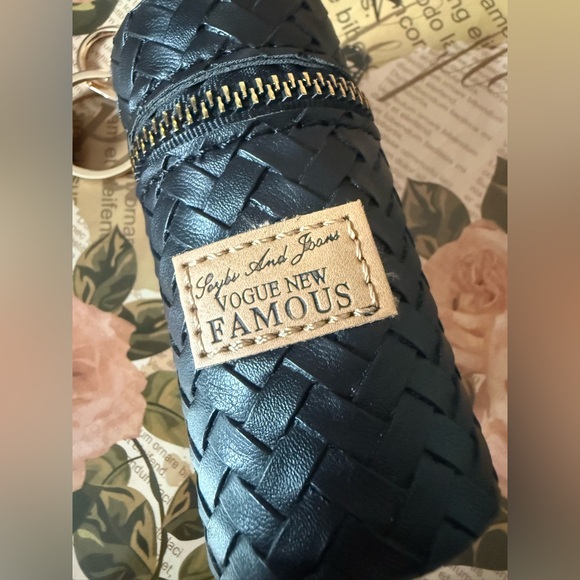 Brown NWOT Woven Bag Charm/Key Holder with Scarf Accent - Picture 2 of 2